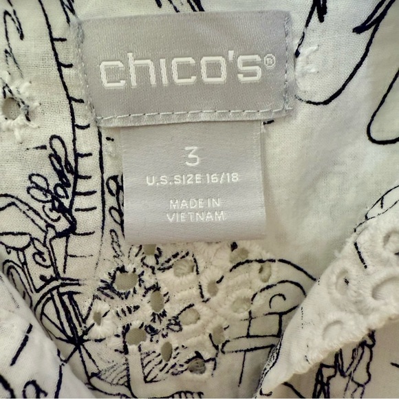 Chico’s Sanibel Eyelet Billow Sleeve Top Women’s Size 16/18 Chico’s size 3 - Picture 7 of 11